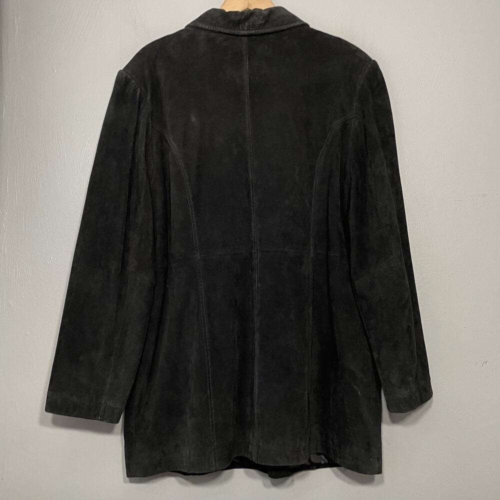 Vintage Cherokee Suede Coat Size XL Dark Black Genuine Leather Jacket 90s Goth - Picture 6 of 14
